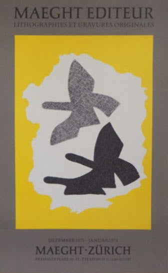 Georges Braque Poster Maeght Editeur. Lithographies et Gravures Originales. Maeght Zürich, 1973–1974. Exhibition poster