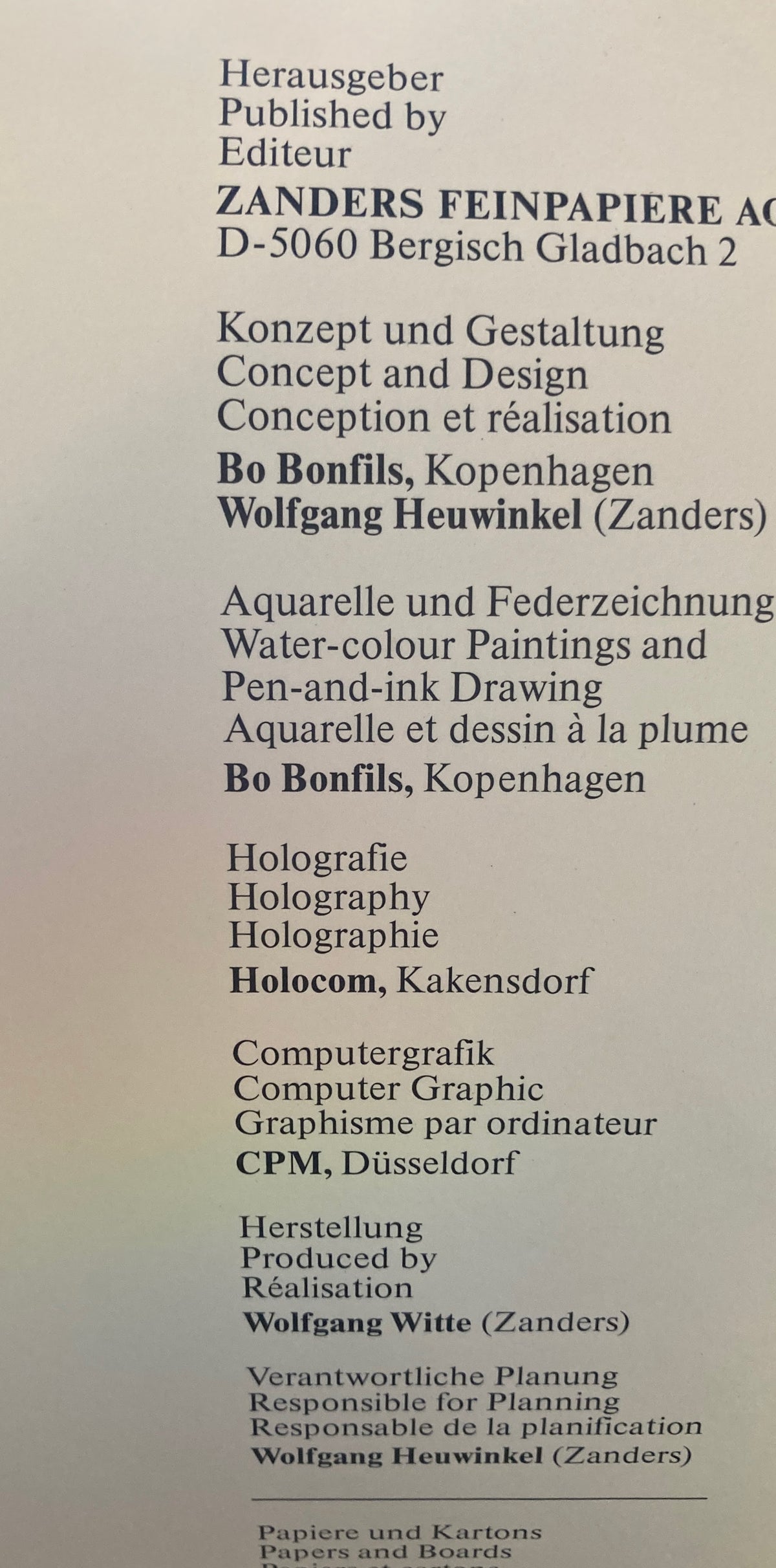 ZANDERS 1988 Holographie Kalender　Holography Calender　カレンダー　