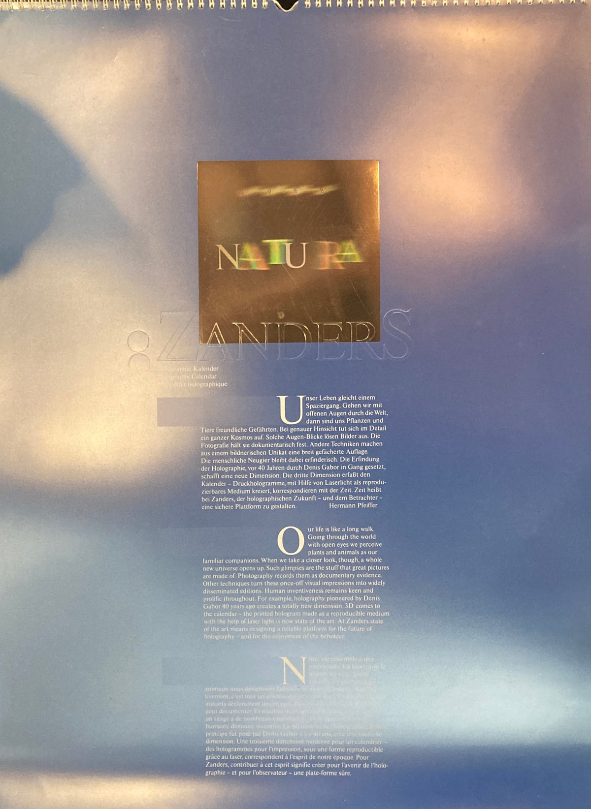 ZANDERS 1988 Holographie Kalender　Holography Calender　カレンダー　